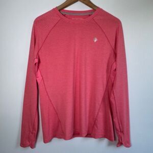 Coolibar Devi Fitness T-Shirt Medium Pink Stripe UPF 50+ Sun Protection Gorpcore